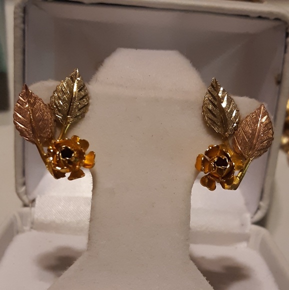 SOLD! Black Hills 12k Gold Screw Bk Earrings - Picture 2 of 8